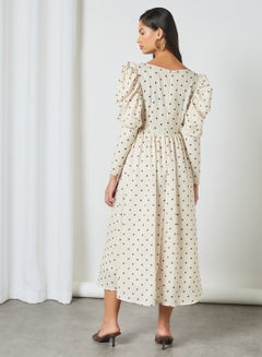 GHOSPELL All-Over Dot Print Dress Cream  - Image 3