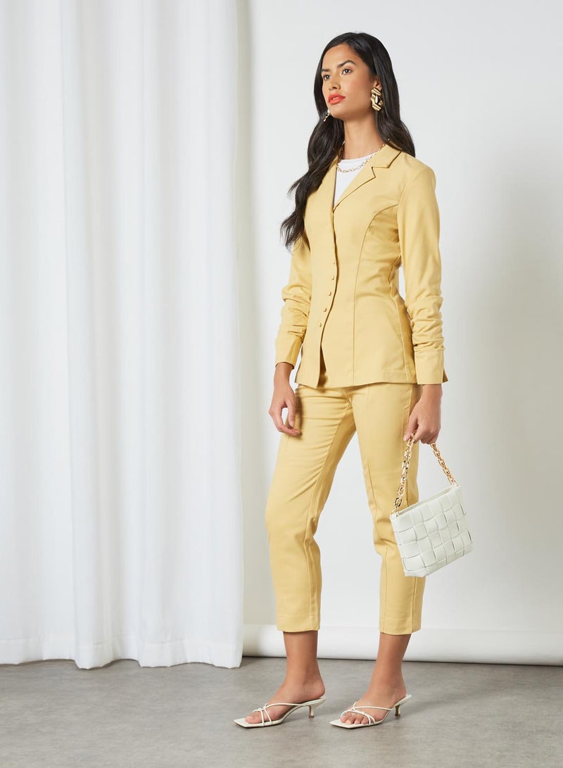 GHOSPELL - Curved Front Edge Blazer Yellow - Image 1