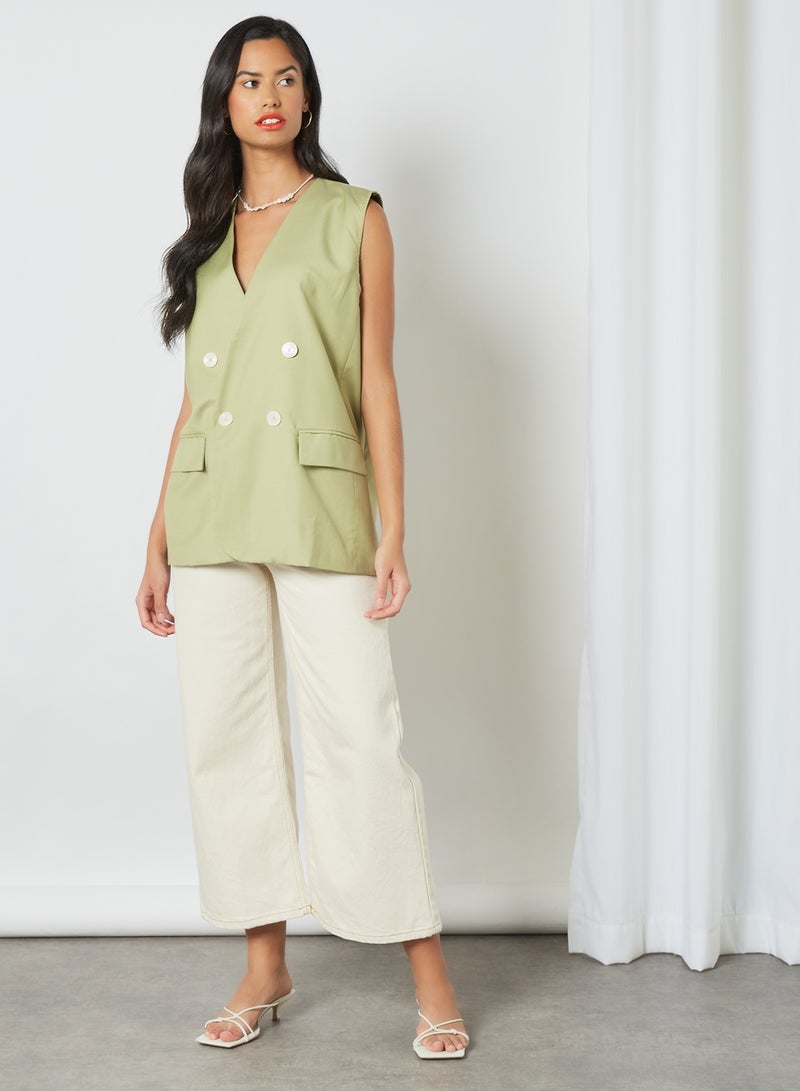GHOSPELL - Oversized Sleeveless Blazer Green - Image 1