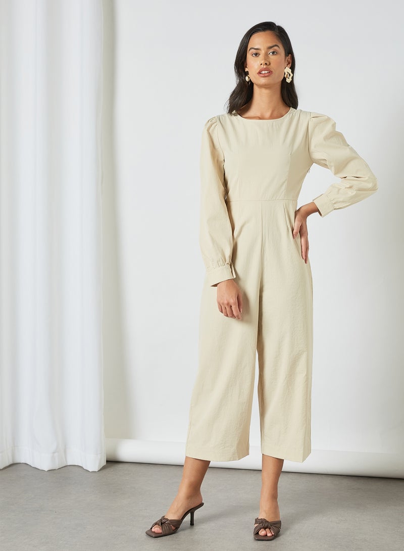 GHOSPELL - Open Back Jumpsuit Cream - Image 1