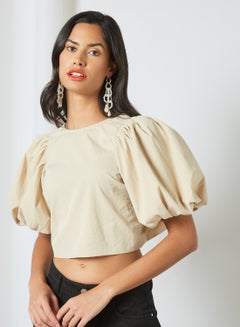 GHOSPELL Open Back Cropped Top Cream  - Image 1