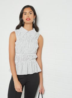 GHOSPELL Sleeveless Ruched Top Ivory  - Image 1