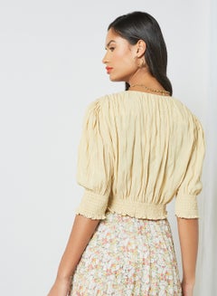 GHOSPELL Knotted Front Top Yellow  - Image 3