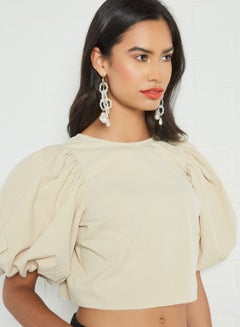 GHOSPELL Open Back Cropped Top Cream  - Image 3
