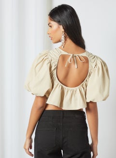 GHOSPELL Open Back Cropped Top Cream  - Image 4