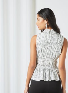 GHOSPELL Sleeveless Ruched Top Ivory  - Image 4