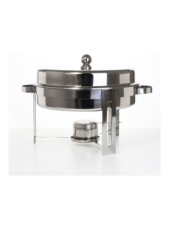 كين سخان أواني البوفيه مستدير الشكل فضي