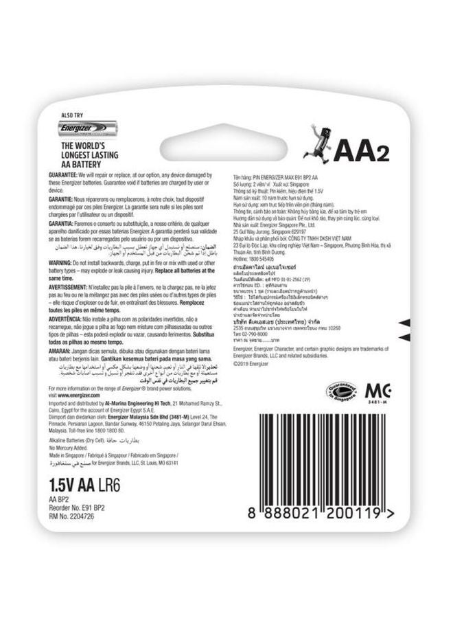 Energizer 2-Pack Of Alkaline Max Power Seal AA Batteries Multicolour - Image 3