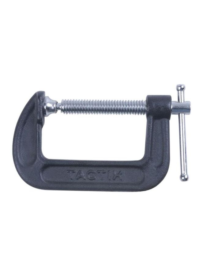 Tactix C-Clamp 3 Inch (75mm), Heavy-Duty Cast-Iron Body, Industrial Strength, Ideal for Woodworking, Gluing, Welding, Automotive and Repairs, Black- 215003 Black/Silver 7.5cm