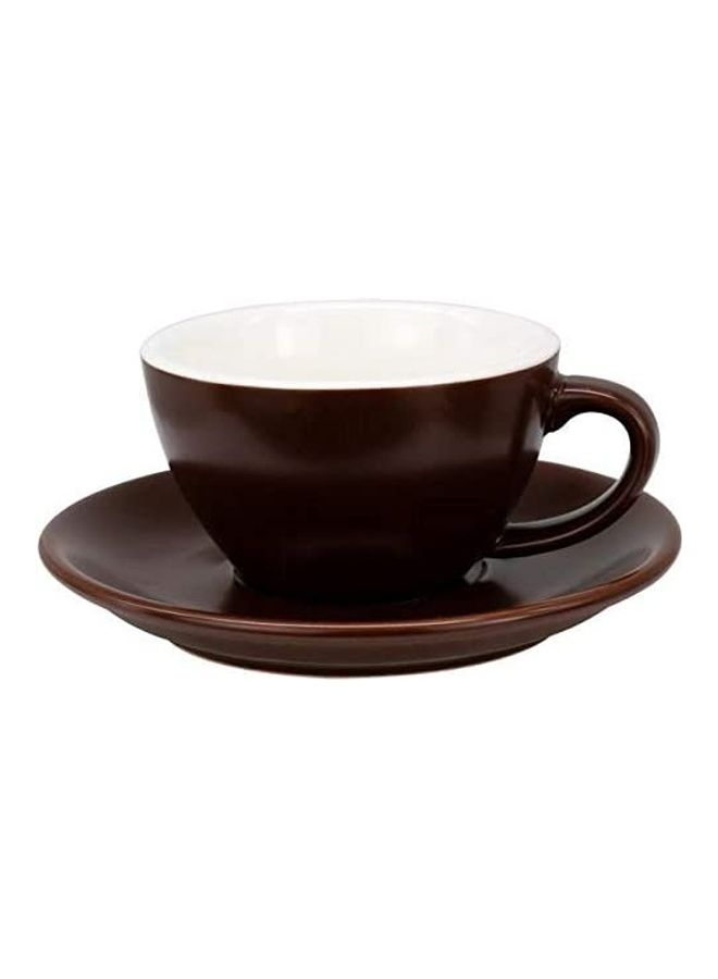 MIBRU Coffee Cup With Saucer Brown 150ml - Image 1