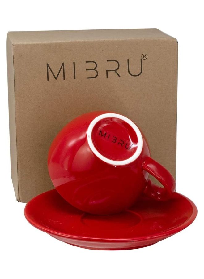 MIBRU Coffee Cup With Saucer Red 150ml - Image 2