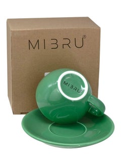 MIBRU Coffee Cup With Saucer Green 150ml  - Image 2