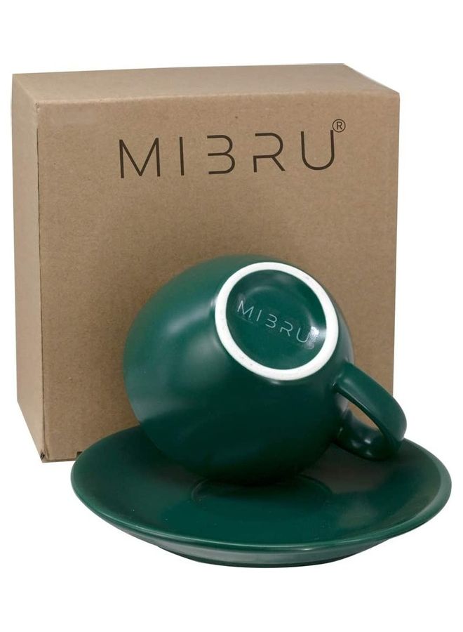MIBRU - Coffee Cup With Saucer Green 150ml - Image 1