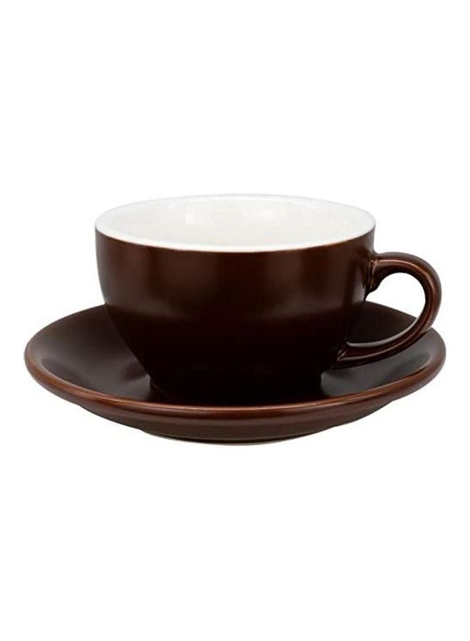 MIBRU Coffee Cup With Saucer Brown 200ml - Image 1
