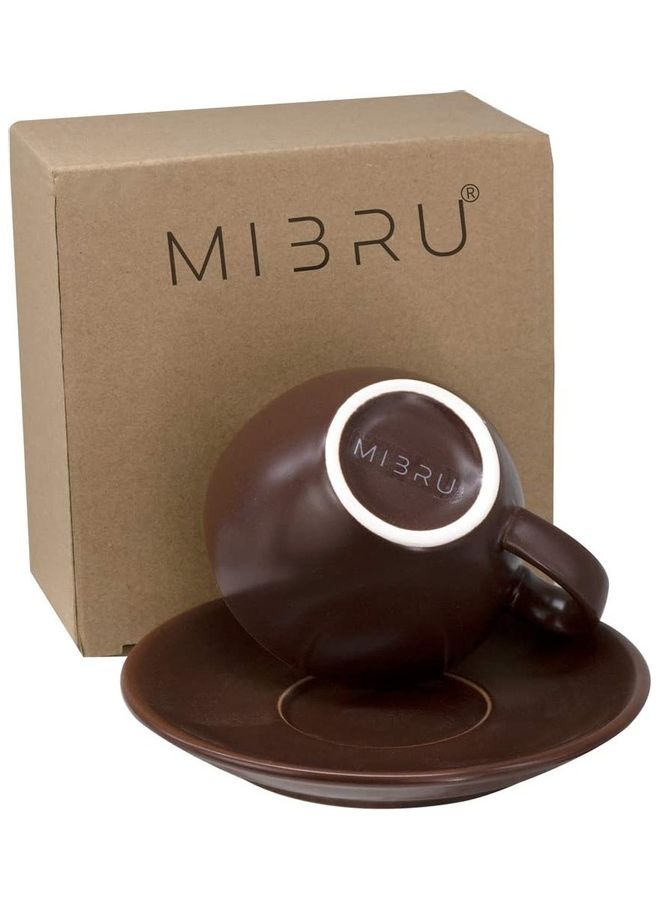 MIBRU Coffee Cup With Saucer Brown 200ml - Image 2
