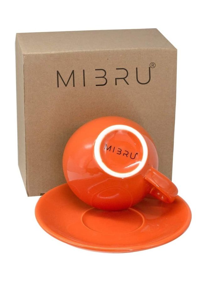 MIBRU - Coffee Cup With Saucer Orange 200ml - Image 1