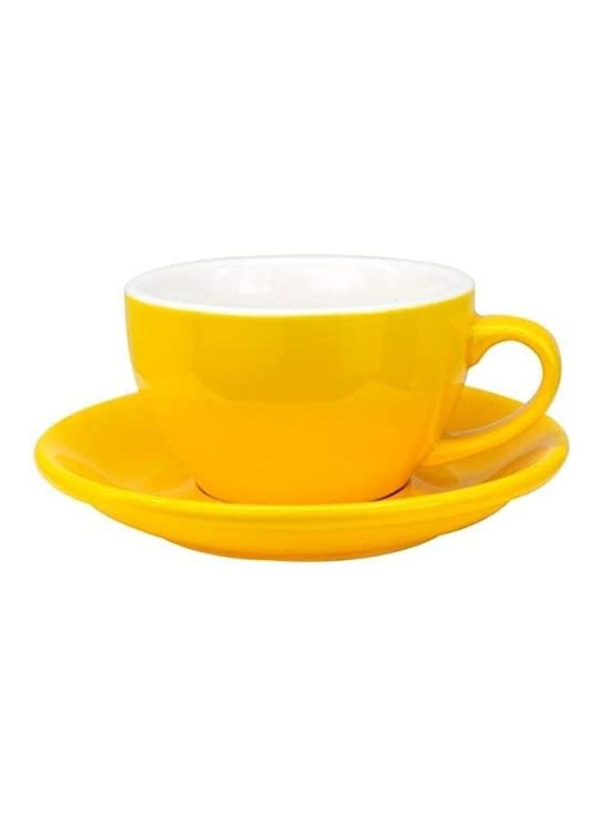 MIBRU - Coffee Cup With Saucer Yellow 200ml - Image 1