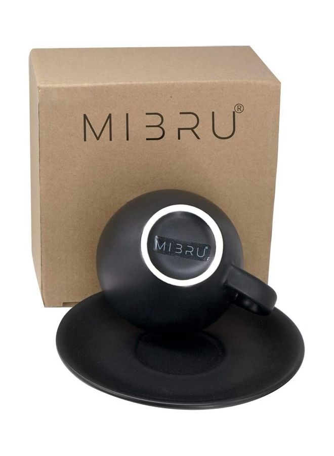 MIBRU Coffee Cup With Saucer Black 250ml - Image 2
