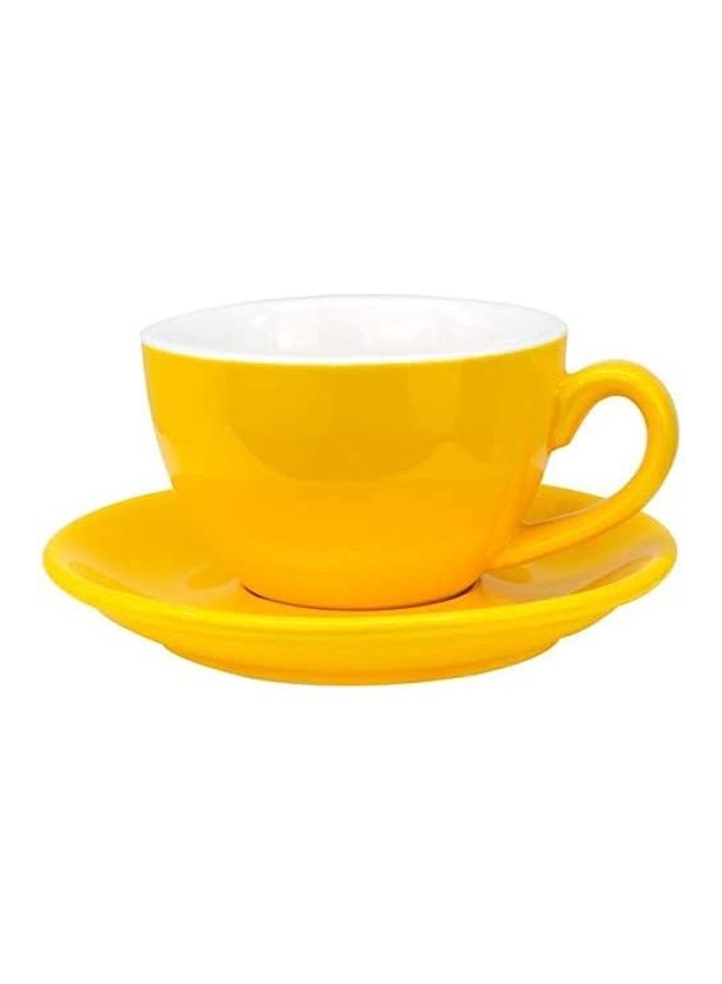 MIBRU Coffee Cup With Saucer Yellow 250ml - Image 1