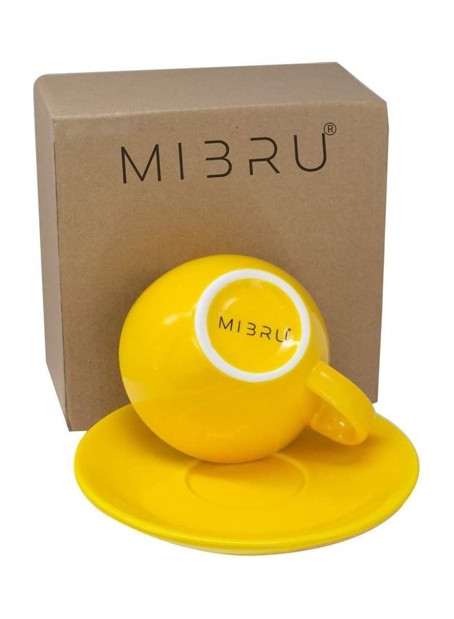 MIBRU Coffee Cup With Saucer Yellow 250ml - Image 2