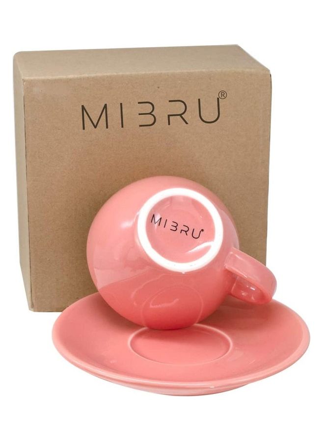 MIBRU Coffee Cup With Saucer Pink 250ml - Image 2