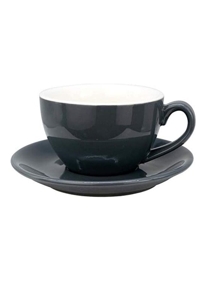 MIBRU - Coffee Cup With Saucer Grey 250ml - Image 1