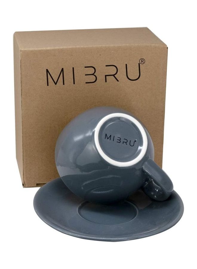 MIBRU - Coffee Cup With Saucer Grey 250ml - Image 1