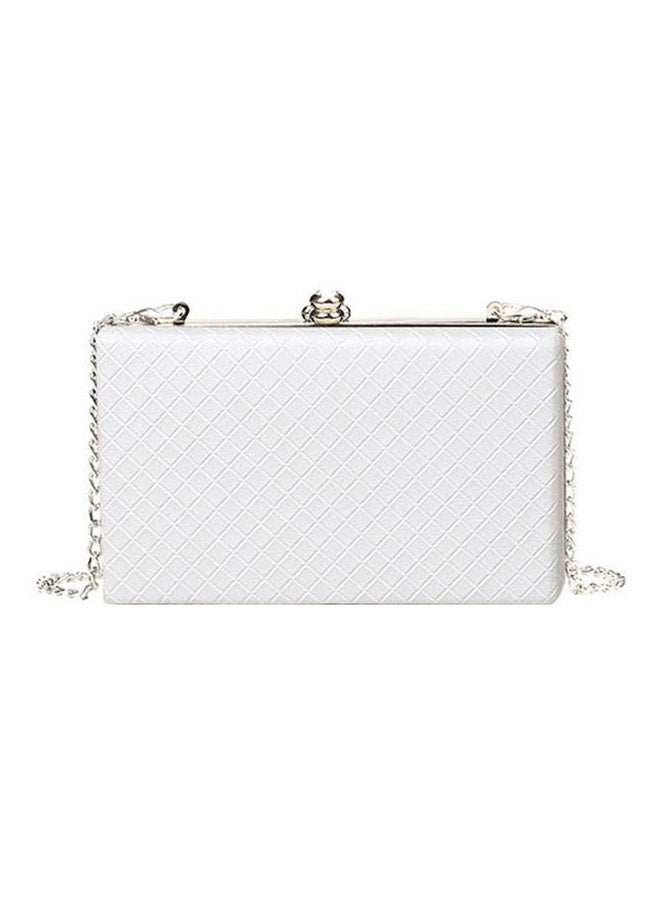 Beauenty - Checked Pattern Clutch Bag White/Silver - Image 1