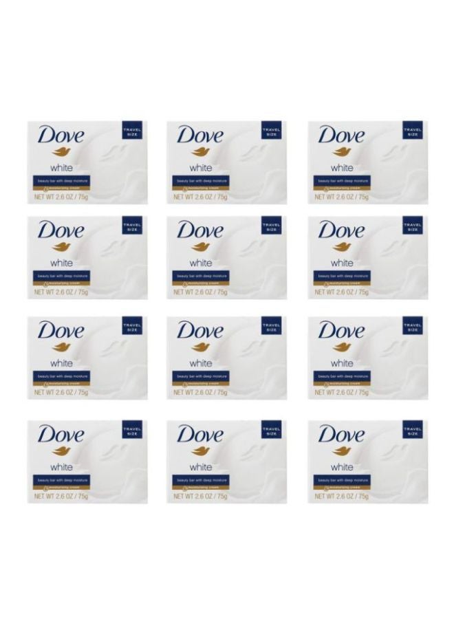 Dove Pack Of 12 Travel Size Bar Soap With Moisturizing Cream White 75grams