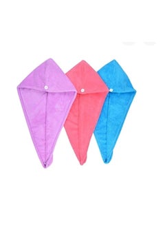 Generic Pack Of 3 Microfiber Hair Towel Turban Wrap Multicolour 63x24cm  - Image 1