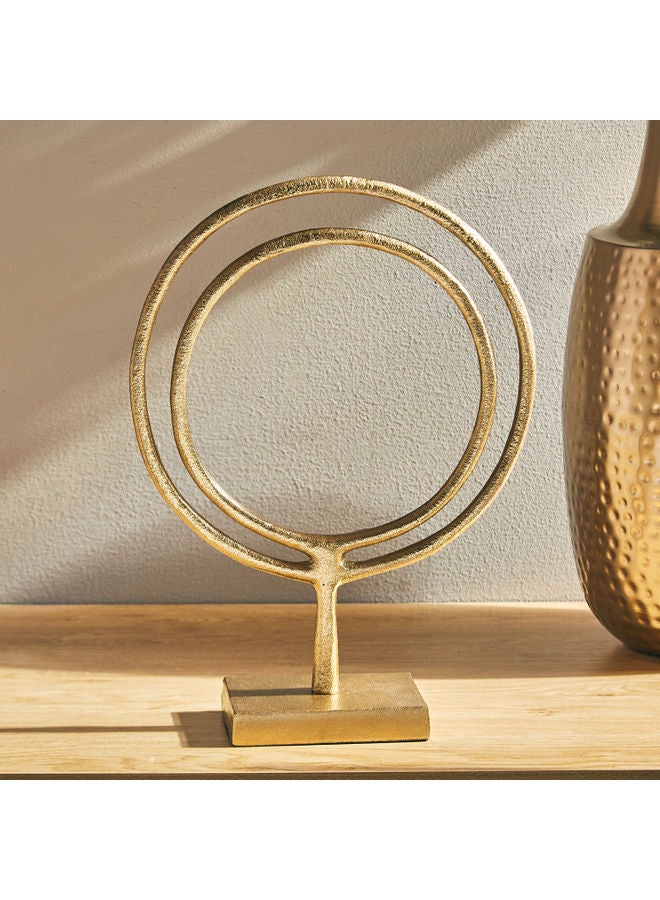 هوم بوكس منحوتة معدنيّة مركزيّة بشكل قرص متوسّطة من إنارة - 27x10x35 سم ذهبي 27 x 10 x 35سم - Image 1