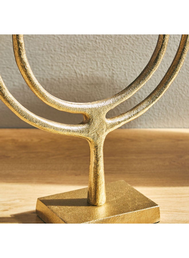 هوم بوكس منحوتة معدنيّة مركزيّة بشكل قرص متوسّطة من إنارة - 27x10x35 سم ذهبي 27 x 10 x 35سم - Image 4