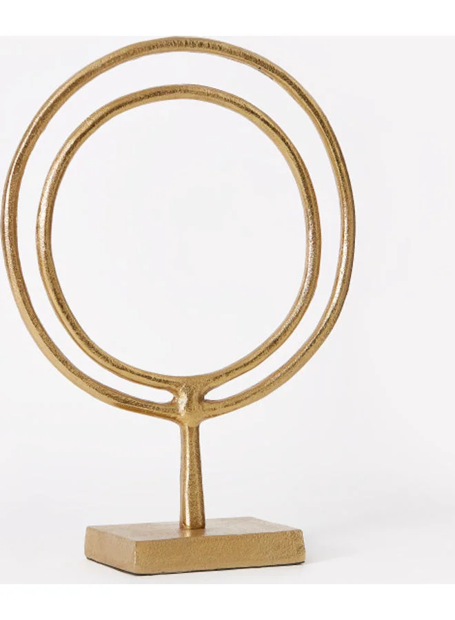 هوم بوكس منحوتة معدنيّة مركزيّة بشكل قرص متوسّطة من إنارة - 27x10x35 سم