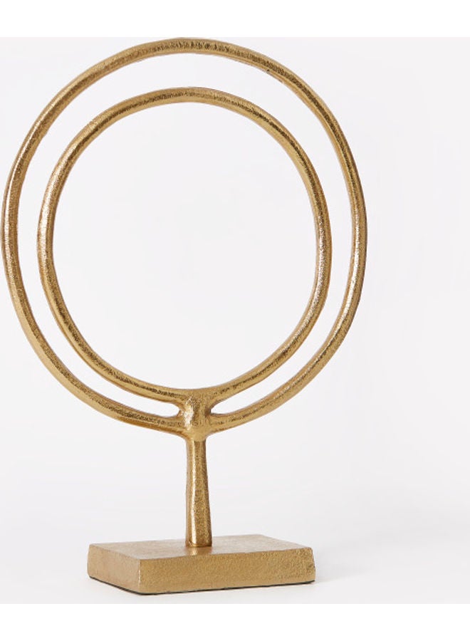 هوم بوكس منحوتة معدنيّة مركزيّة بشكل قرص متوسّطة من إنارة - 27x10x35 سم ذهبي 27 x 10 x 35سم - Image 2