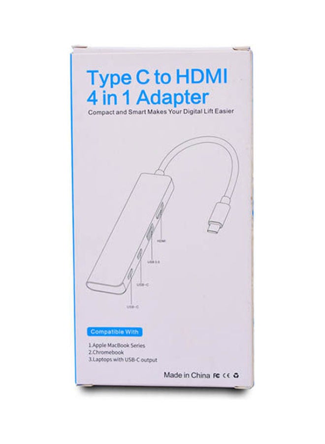 Generic - Type C Hub 4 In 1 Hdmi-Usb 3.0-Type C S-1660 White - Image 1