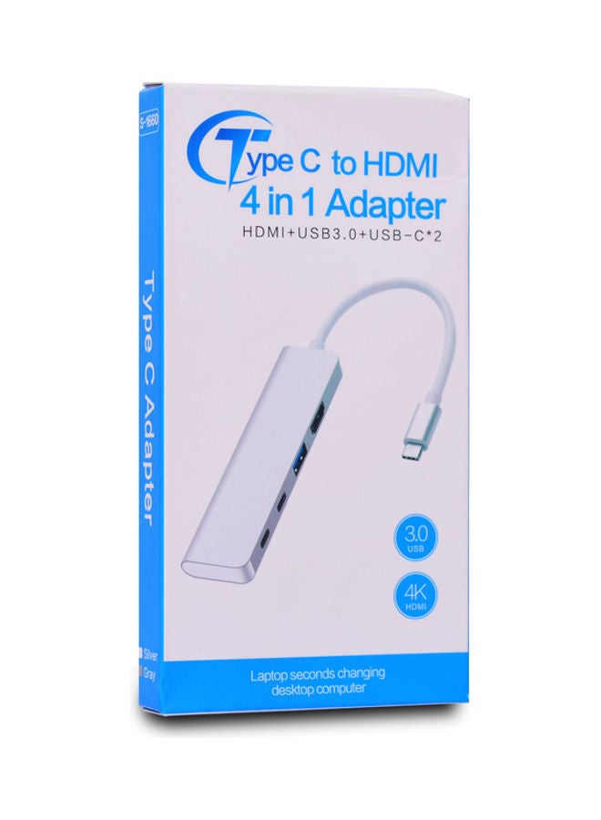 Generic - Type C Hub 4 In 1 Hdmi-Usb 3.0-Type C S-1660 White - Image 1