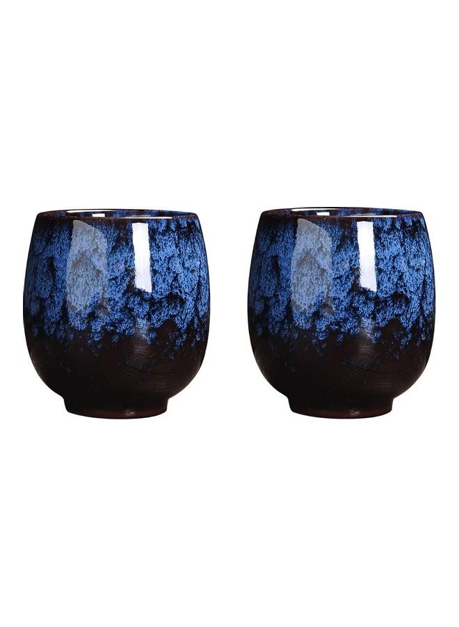 Set Of 2 Handmade Espresso Mugs Blue/Black 12*12*11cm - Image 1