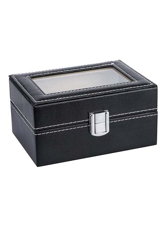 منظم لتخزين الساعات من الجلد الصناعي بـ 3 فتحات وغطاء علوي من الزجاج للعرض unisex - Image 5