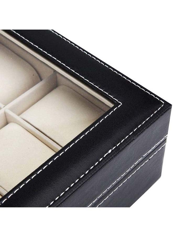 Generic - Watch Box 10 Slot PU Leather Top Glass Display Watch Storage Jewllery Case Organizer - Image 1