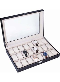 Watch Box 24 Slot PU Leather Top Glass Display Watch Storage Jewllery Case Organizer - v1621917830/N47595658A_4