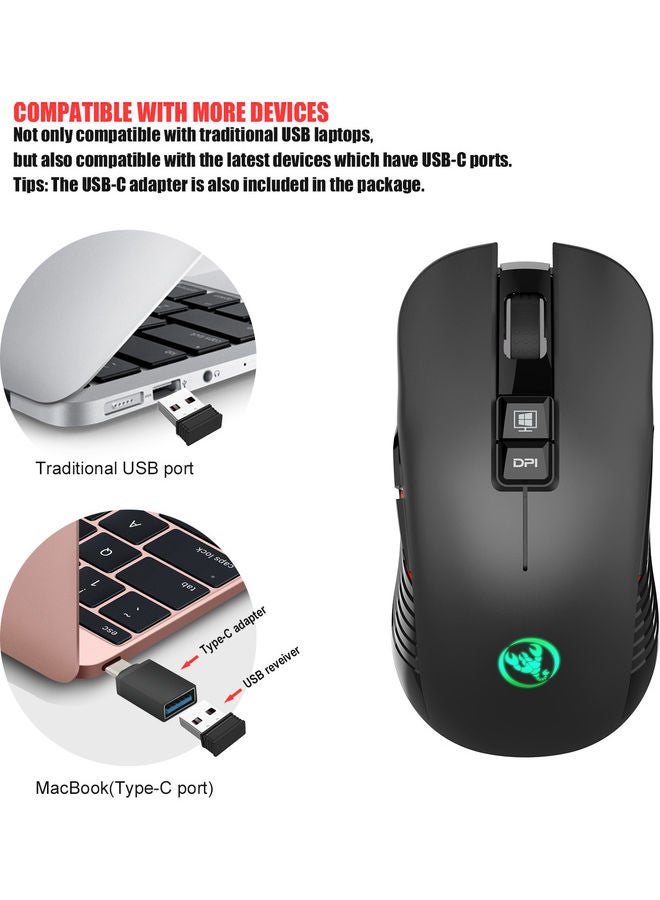 Rock Pow Adjustable DPI 2.4Ghz Wireless Gaming Mouse With USB Receiver - Image 2