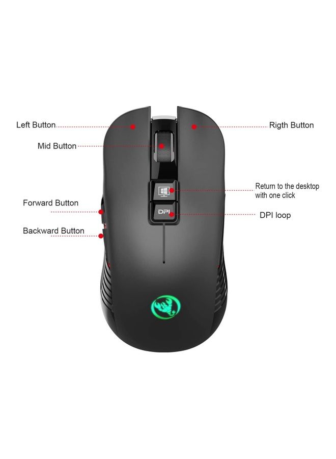 Rock Pow Adjustable DPI 2.4Ghz Wireless Gaming Mouse With USB Receiver - Image 3