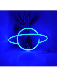 Neon LED Planet Sign Shaped Light Blue