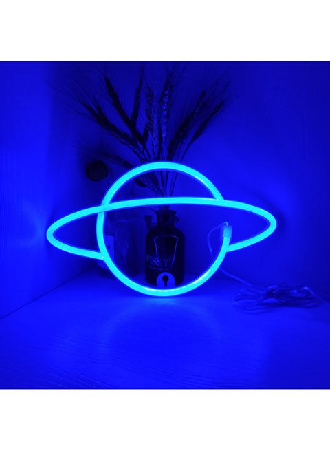 Neon LED Planet Sign Shaped Light Blue