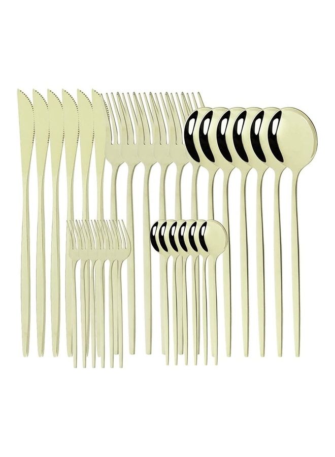 XiuWoo 30-Piece Knife Fork Spoon Full Set Gold 