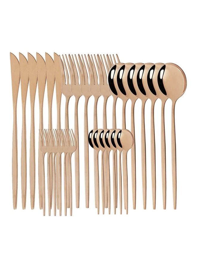 XiuWoo 30-Piece Knife Fork Spoon Full Set Rose Gold 