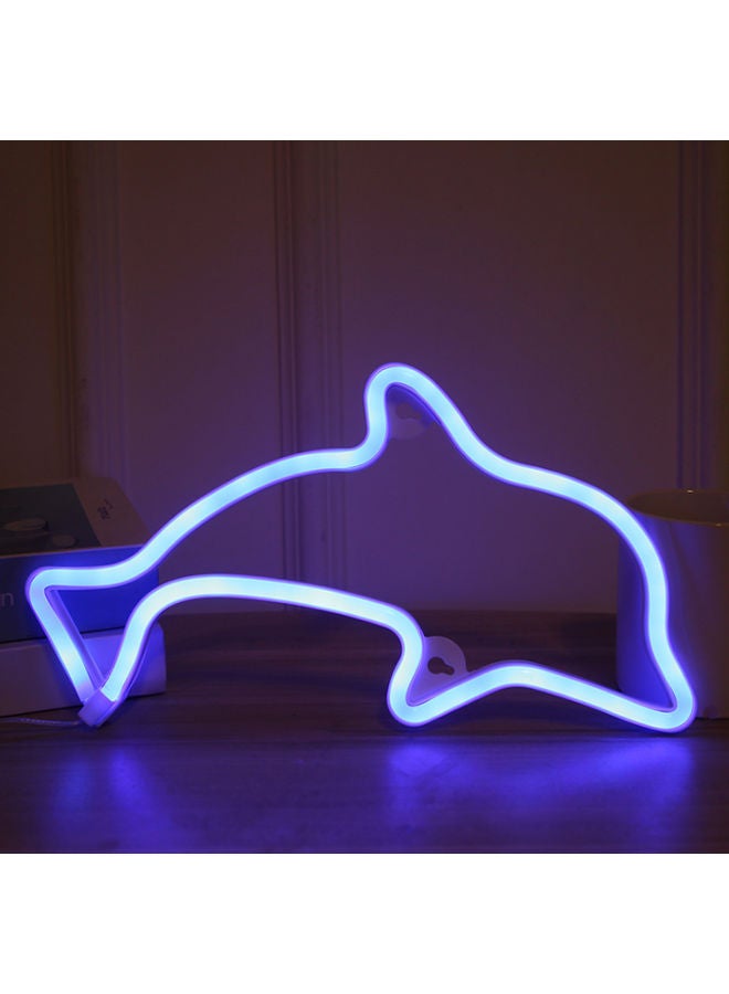 Neon LED Dolphin Sign Shaped Light Blue - Image 1