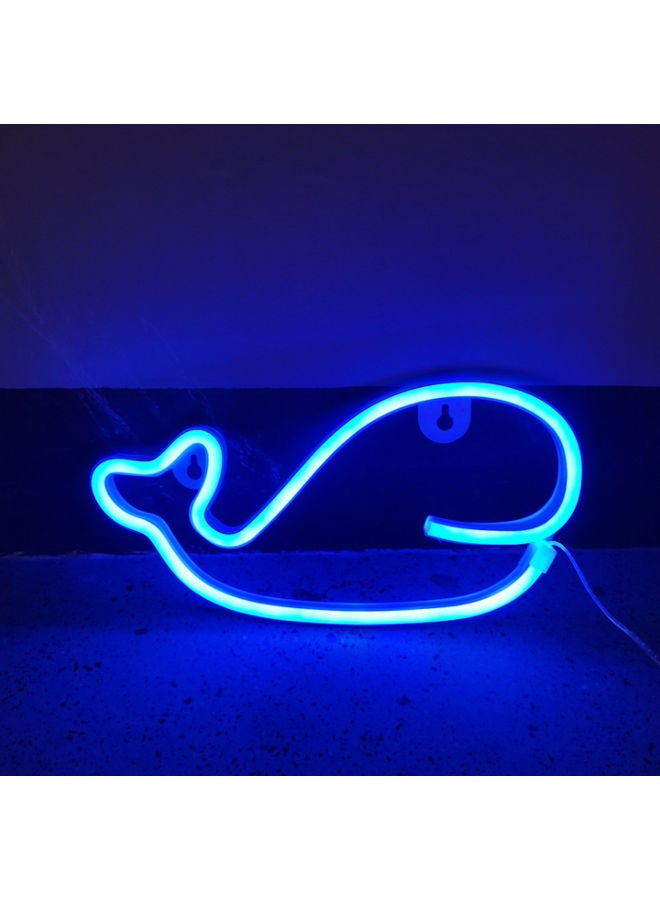 Neon LED Whale Sign Shaped Wall Decor Light Blue - Image 1