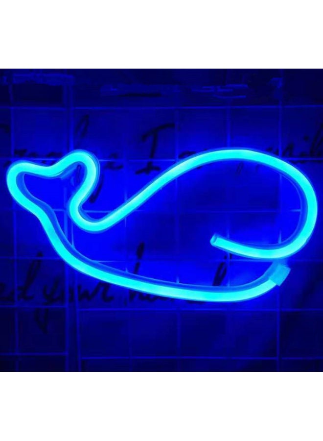 Neon LED Whale Sign Shaped Wall Decor Light Blue - Image 2