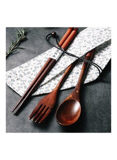 XiuWoo 3-Piece Wooden Dinnerware Set Multicolour  - Image 2